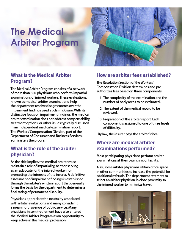 The Medical Arbiter Program flyer