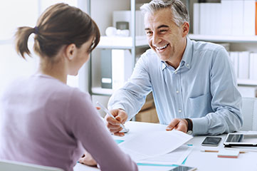 Business man working with a customer